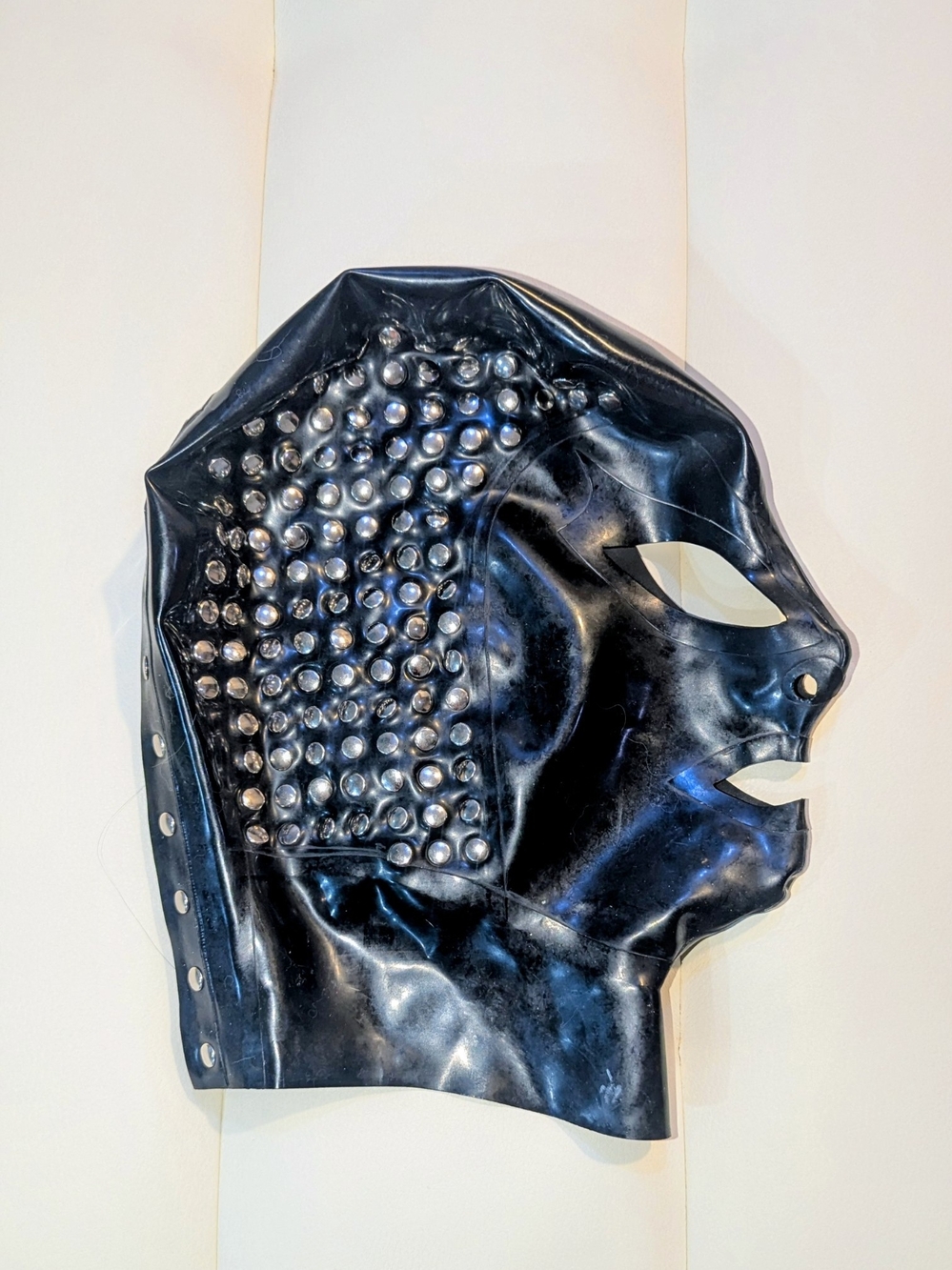 Black Studded Latex Hood - DeMask